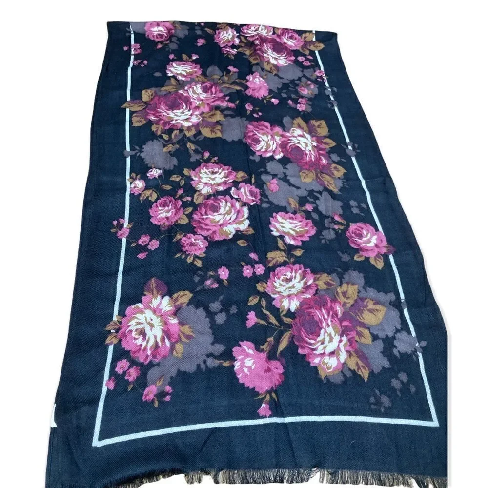 Liz Claiborne blue and purple Floral scarf rayon